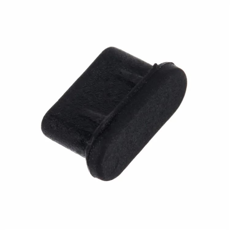 Silicone Type-C Charging Port Cover USB-C Dust Plug Cell Phone Power Port Protector - Black