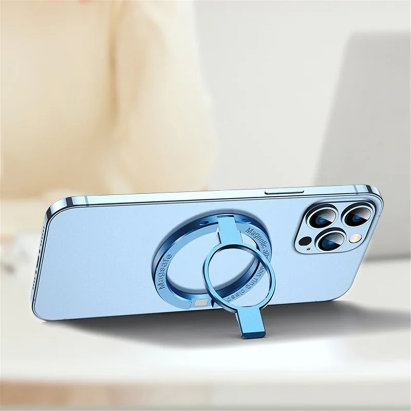 Foldable Magnetic Kickstand Zinc Alloy Phone Finger Ring Holder Stand - Blue