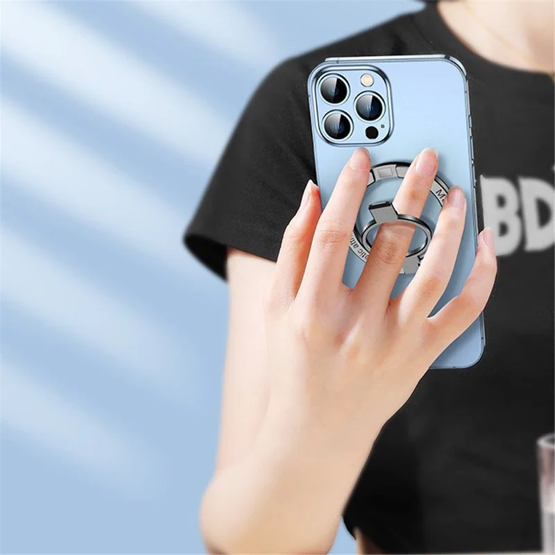 Foldable Magnetic Kickstand Zinc Alloy Phone Finger Ring Holder Stand - Blue