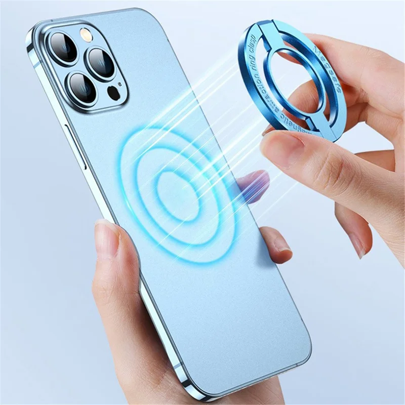 Foldable Magnetic Kickstand Zinc Alloy Phone Finger Ring Holder Stand - Purple