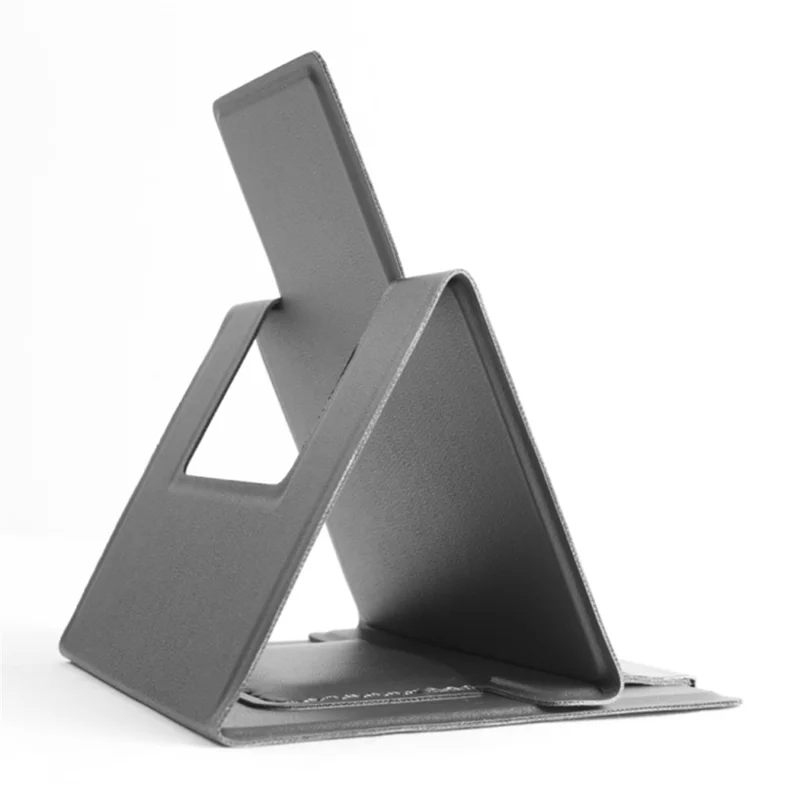 Support de bureau pliable en cuir PU pour téléphone portable ultra-fin - Noir