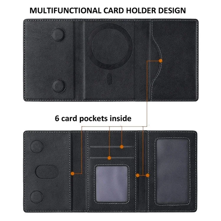 Compatible with MagSafe Card Holder Tri-fold Wallet Kickstand for iPhone 12-15 - Brown
