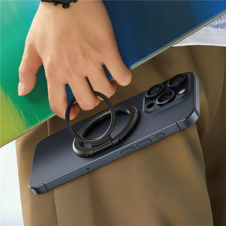 ACEFAST P1 For iPhone 15 / 14 / 13 / 12 Series Magnetic Ring Holder Aluminum Alloy Kickstand - Black