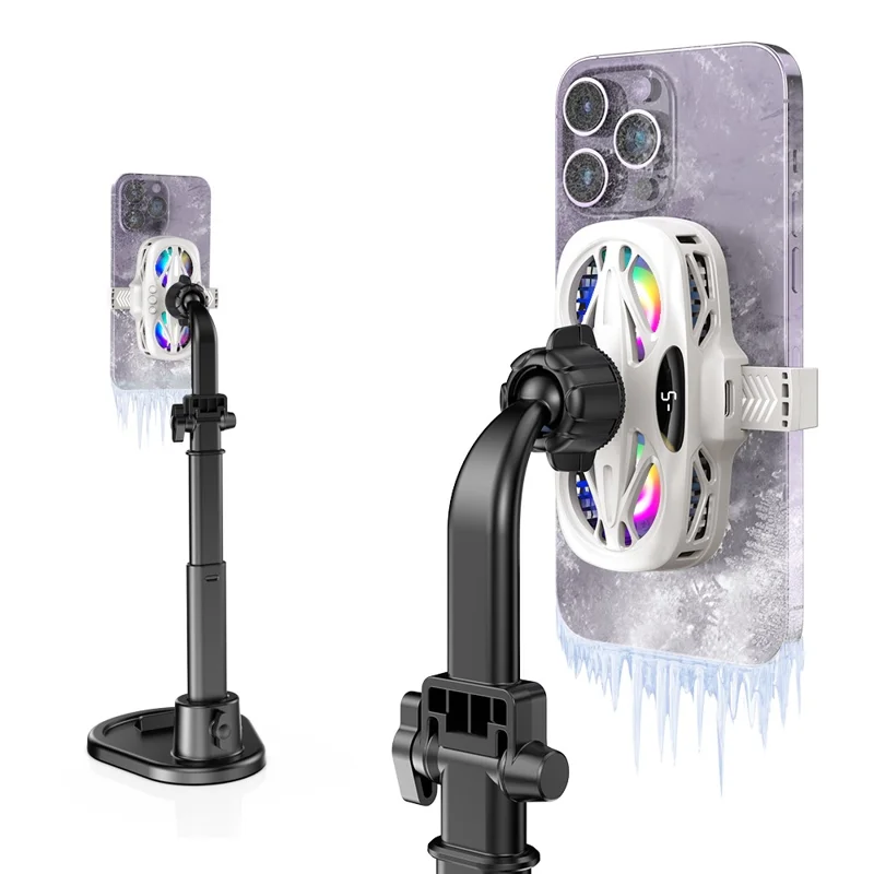 K12 Phone Cooler for Gaming Dual-core Semiconductor Mobile Radiator Cooling Fan - White
