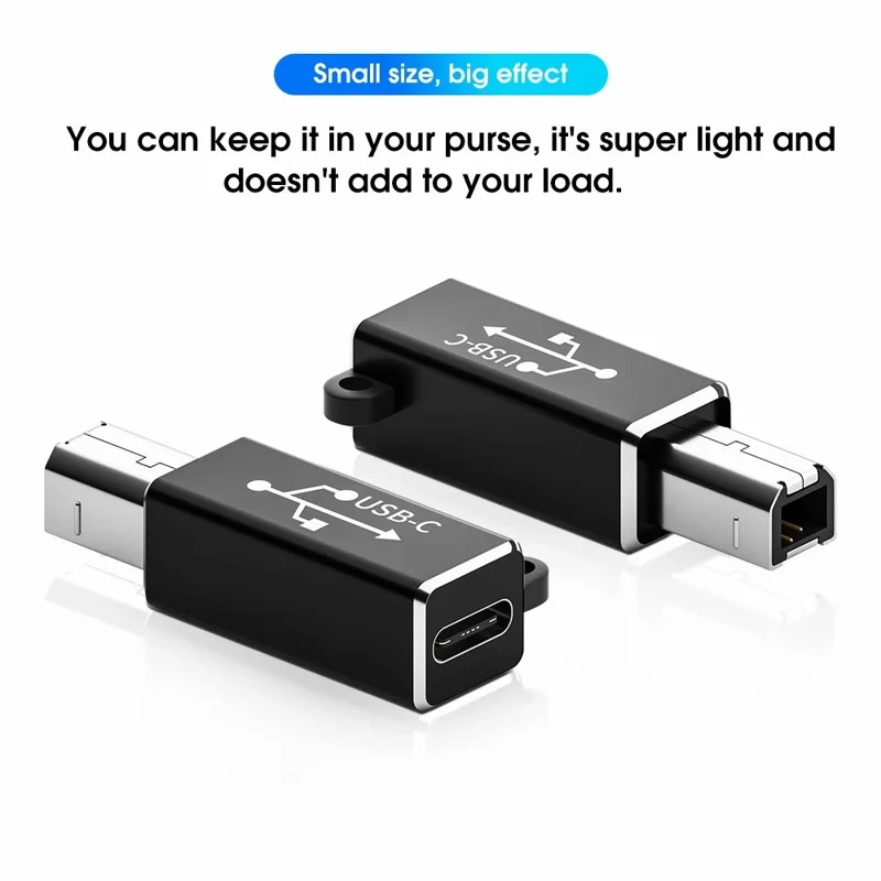 ADS-618 USB-C Female to Printer Male Adapter for Electric Piano, Printer, Scanner - Black