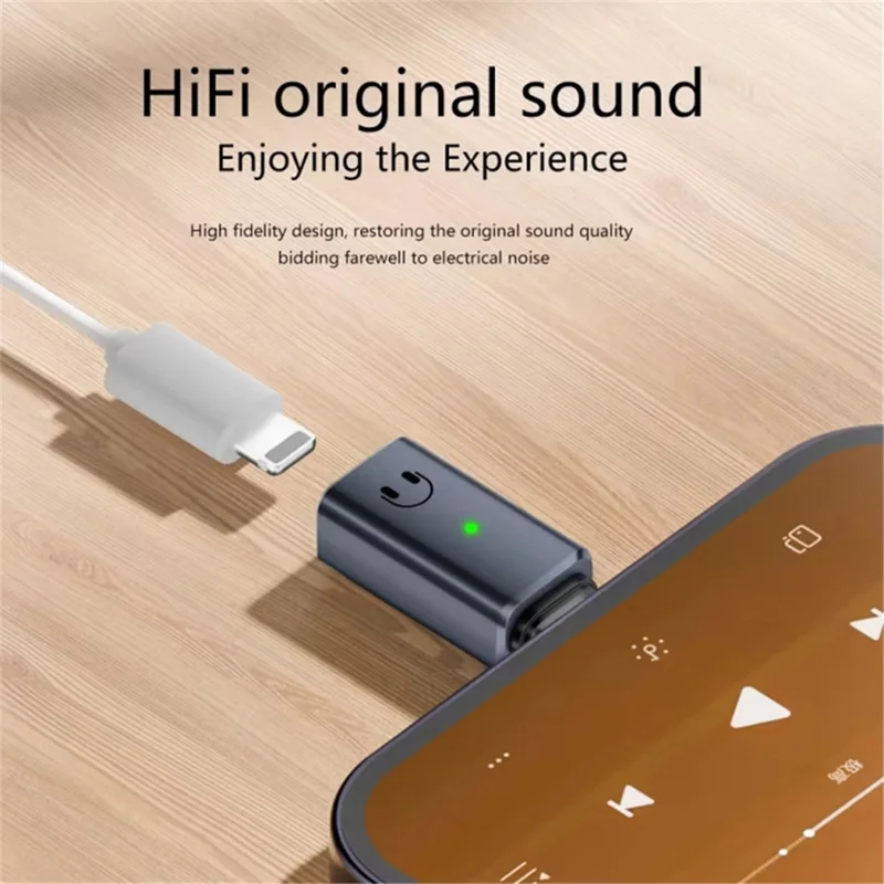 USB-C Male to 8-Pin Female Adapter Converter Audio Headphone Extension Connector - Tarnish