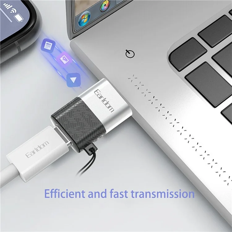 Adaptateur EARLDOM OT75 Type-C femelle vers USB mâle Transfert de données Alliage d'aluminium Convertisseur