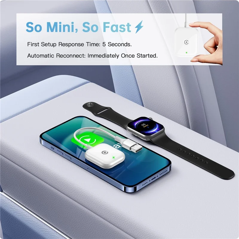 Adattatore CarPlay wireless per auto Cablato a wireless CarPlay Dongle per iPhone - Bianco