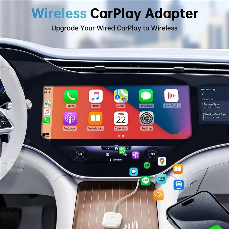 Adattatore CarPlay wireless per auto Cablato a wireless CarPlay Dongle per iPhone - Bianco
