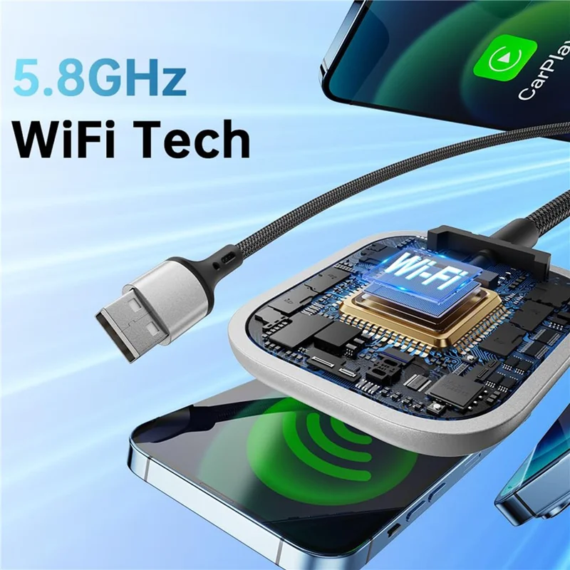Car Wireless CarPlay Adapter Wired to Wireless CarPlay Dongle for iPhone - Black