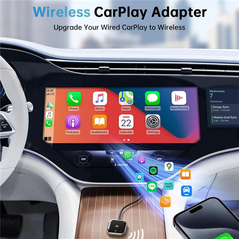 Car Wireless CarPlay Adapter Wired to Wireless CarPlay Dongle for iPhone - Black