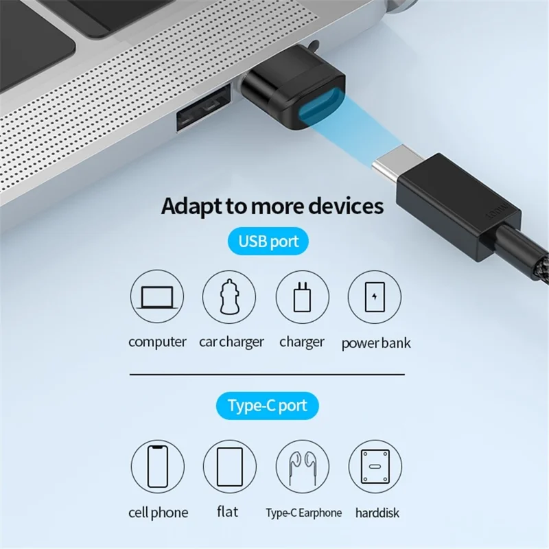 USB 3.0 Male to Type-C Female Converter 5Gbps Data Transmission OTG Adapter - Black
