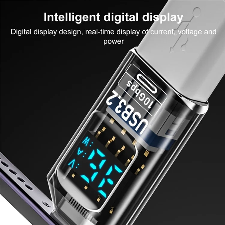 60W 10Gbps Data Transfer Adapter Digital Display USB-A to USB-A Mini Converter