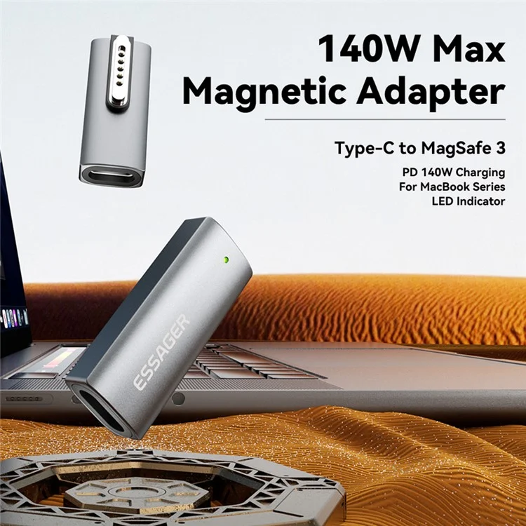 ESSAGER Type-C Female Adapter Compatible with MagSafe Magnetic Converter for MacBook