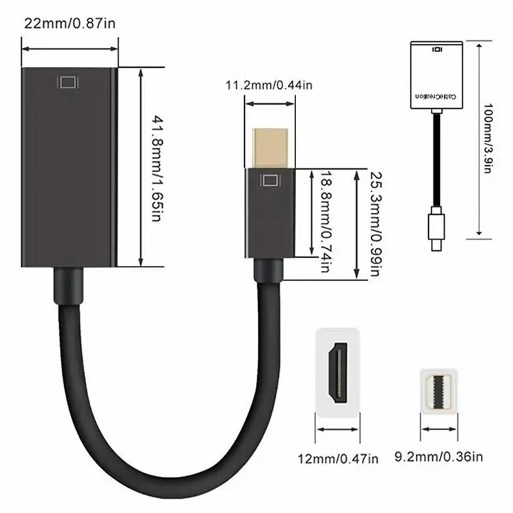 MINDPURE AD007 Plug and Play 4K 30Hz Video Output Mini DP zu HD Weiblich zu Männlich Adapterkabel - Schwarz