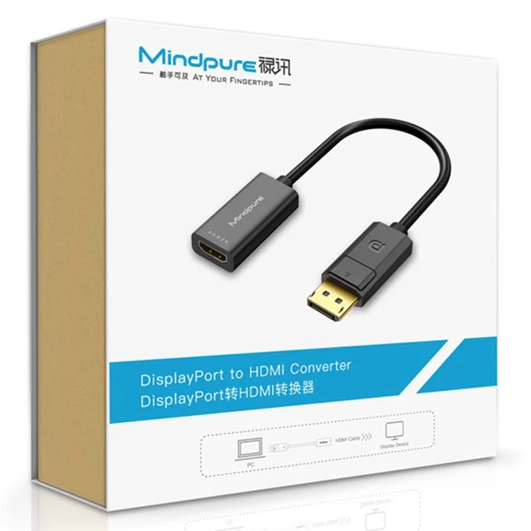 MINDPURE AD004 DP vers câble vidéo HD DP Mâle vers HD Femelle Convertisseur Cordon 4Kx2K pour ordinateur