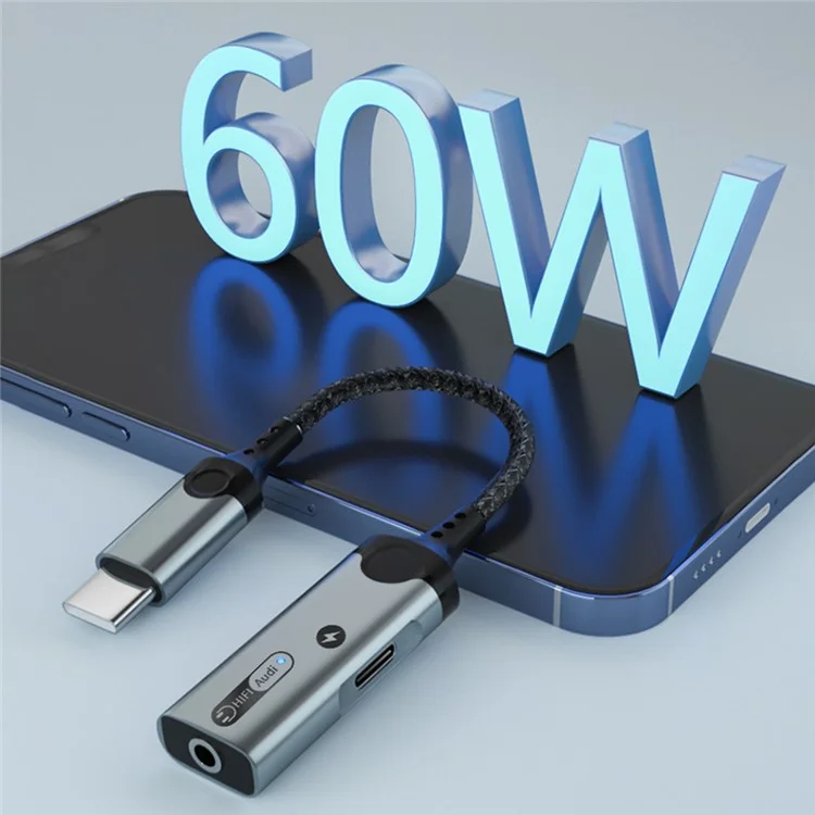 MH341 For iPhone 15 / MacBook Type-C Male to 3.5mm Audio + Type-C PD Charging Adapter Headphone Connector - Orange
