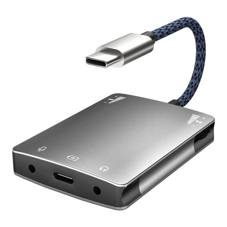 KY-Y365 Type-C to Dual 3.5mm Audio + Type-C Charging Adapter Headphone Sound Card Connector
