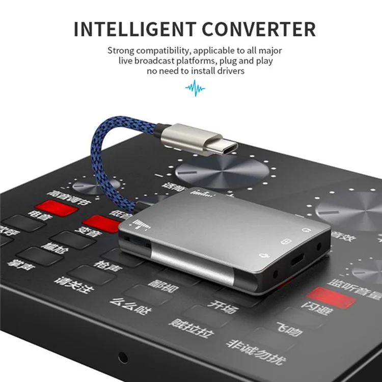 KY-Y365 Type-C to Dual 3.5mm Audio + Type-C Charging Adapter Headphone Sound Card Connector