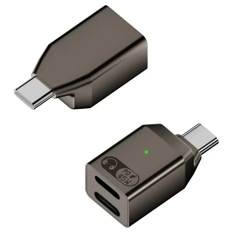 Para iPhone 16 / 15 Type-C a iP + Type-C PD 45W Carga rápida Adaptador de auriculares HiFi Sound - Deslustrado