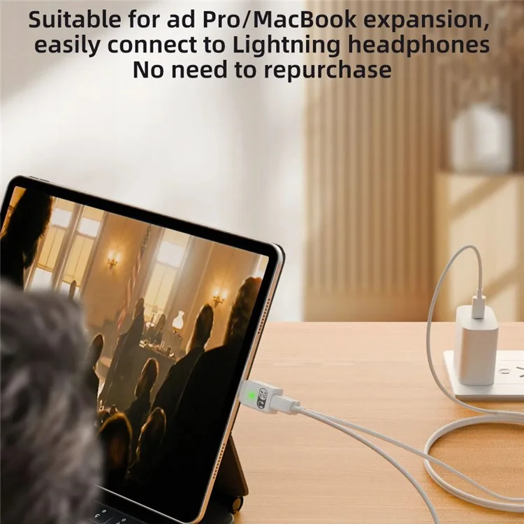 Para iPhone 16 / 15 Type-C a iP + Type-C PD 45W Carga rápida Adaptador de auriculares HiFi Sound - Deslustrado