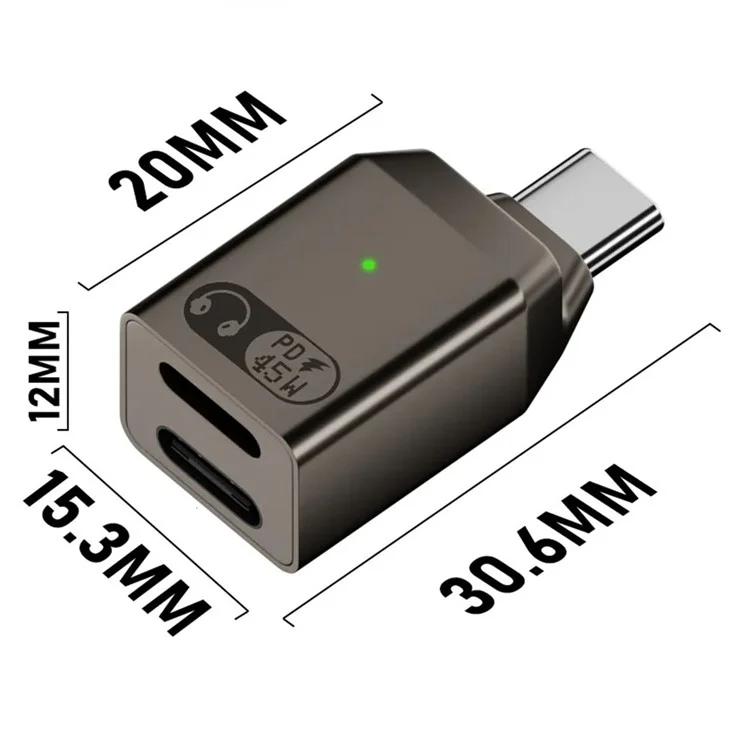 Para iPhone 16 / 15 Type-C a iP + Type-C PD 45W Carga rápida Adaptador de auriculares HiFi Sound - Deslustrado