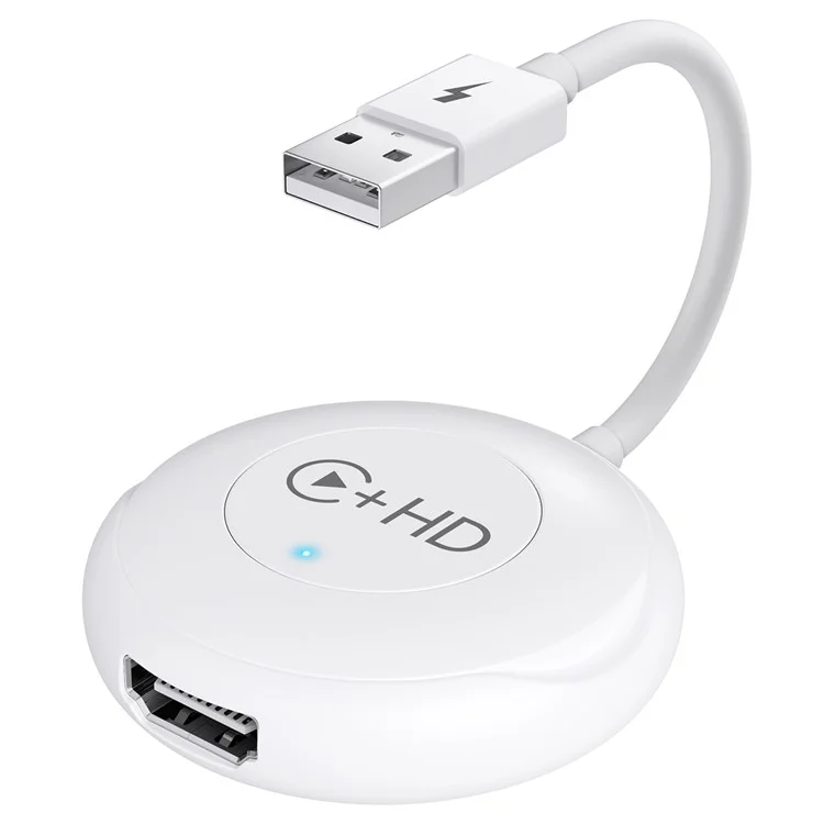 020-6-1 USB Plug Carplay Adapter with HD Female Port Wireless Multimedia Player for iPhone - White