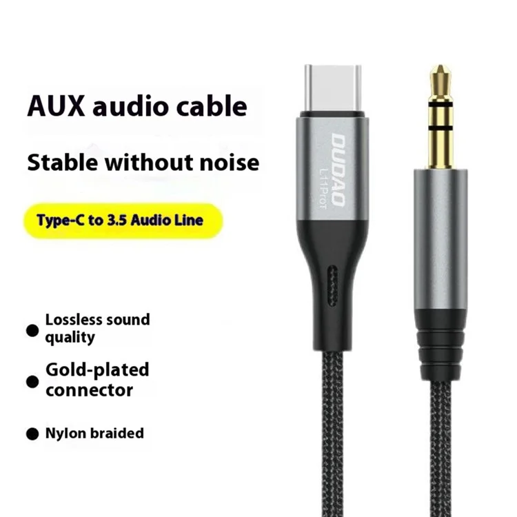 Câble audio DUDAO L11ProT 1m Type-C vers 3,5mm en alliage d'aluminium + tressage de nylon
