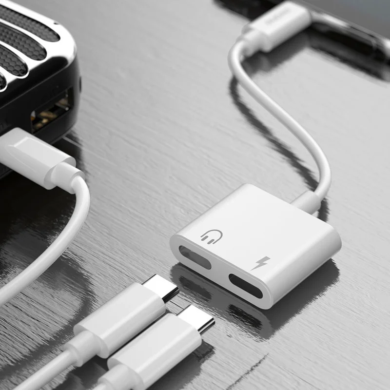 DUDAO L13C Type-C Male to Type-C Female Charging + Type-C Female Audio Headphone Adapter Conversion Cable