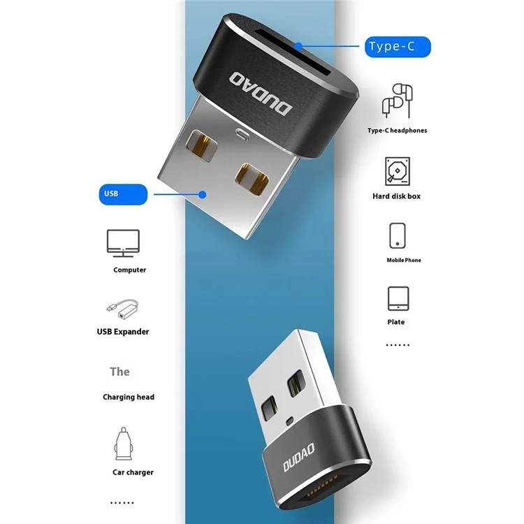 DUDAO L16AC Adaptateur USB mâle vers USB-C femelle pour iPhone 15, permettant la charge et le transfert de données OTG