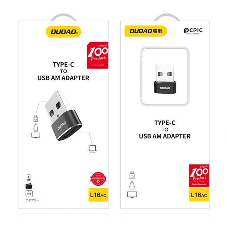 DUDAO L16AC Adaptateur USB mâle vers USB-C femelle pour iPhone 15, permettant la charge et le transfert de données OTG