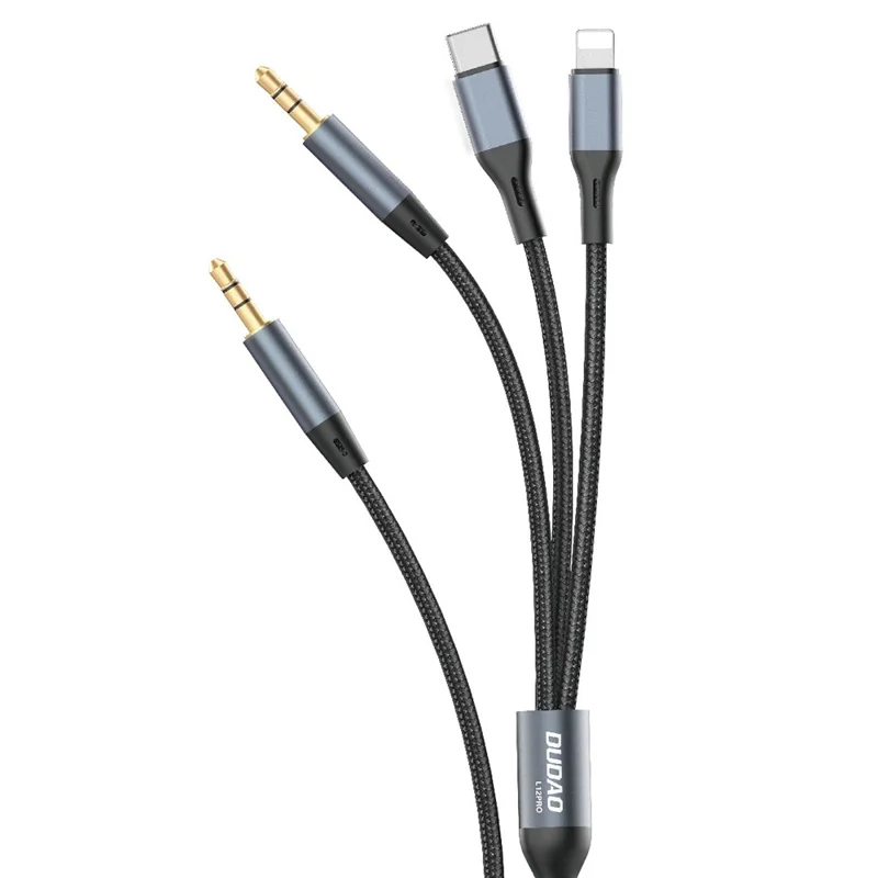 DUDAO L12Pro 3-in-1 Aux Audio Cable 3.5mm to Type-C / iP / 3.5mm Conversion Cable
