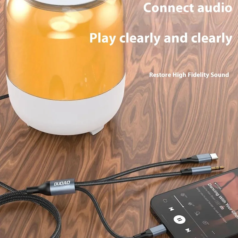 DUDAO L12Pro 3-in-1 Aux Audio Cable 3.5mm to Type-C / iP / 3.5mm Conversion Cable