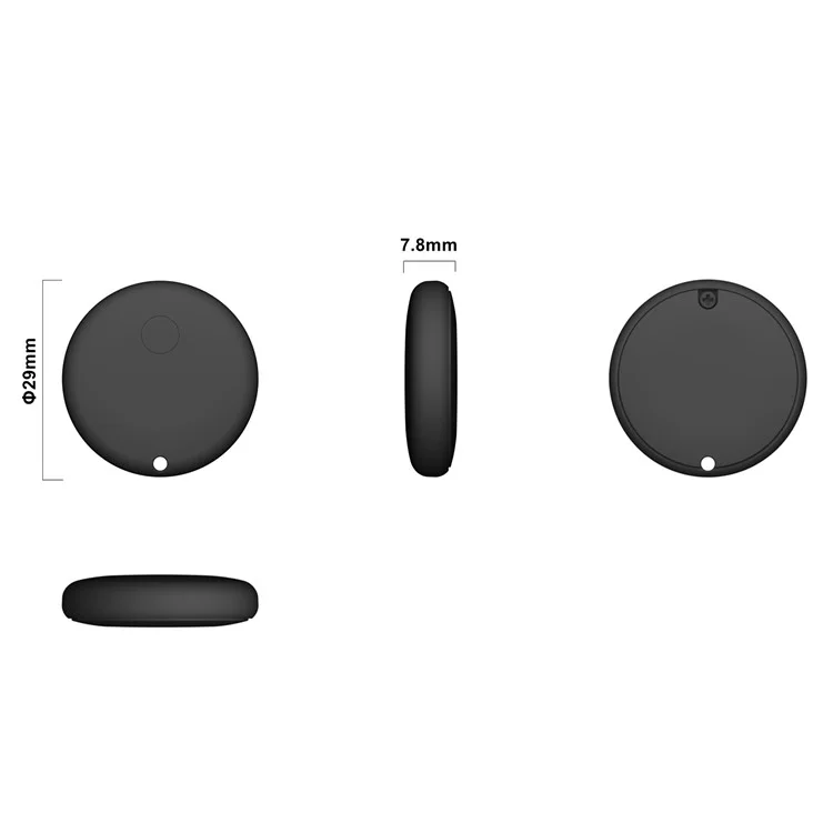 F08 Traceur GPS intelligent anti-perte rond et mini, localisateur mondial fonctionnant avec Apple Find My - Noir