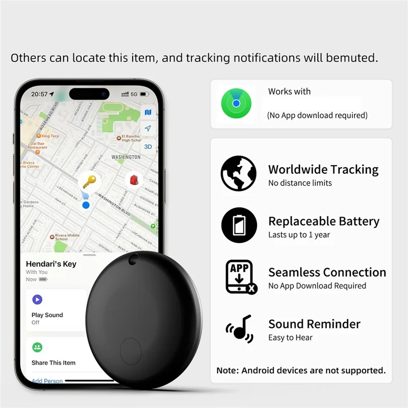 F08 Smart Tracker Round Shape Item Anti-Lost Mini Global Finder for iOS Only - White