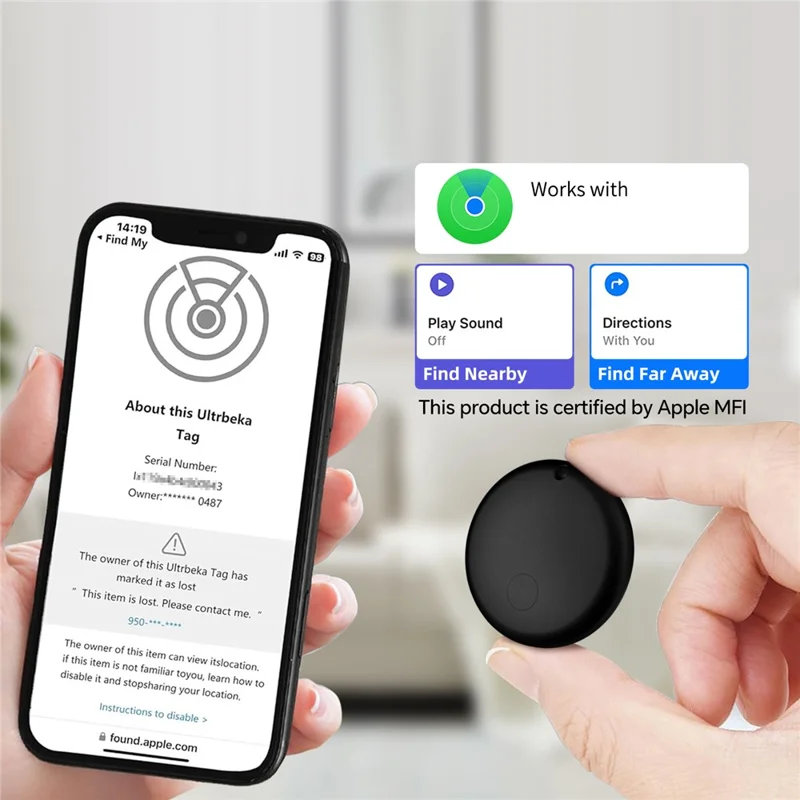 F08 Smart Tracker Round Shape Item Anti-Lost Mini Global Finder for iOS Only - White