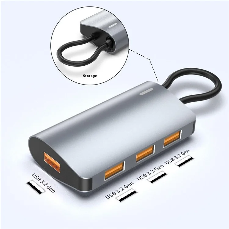 2395-0432 4-in-1 Type-C to 4xUSB3.2 Expansion Dock Laptop 10Gbps Splitter USB Hub