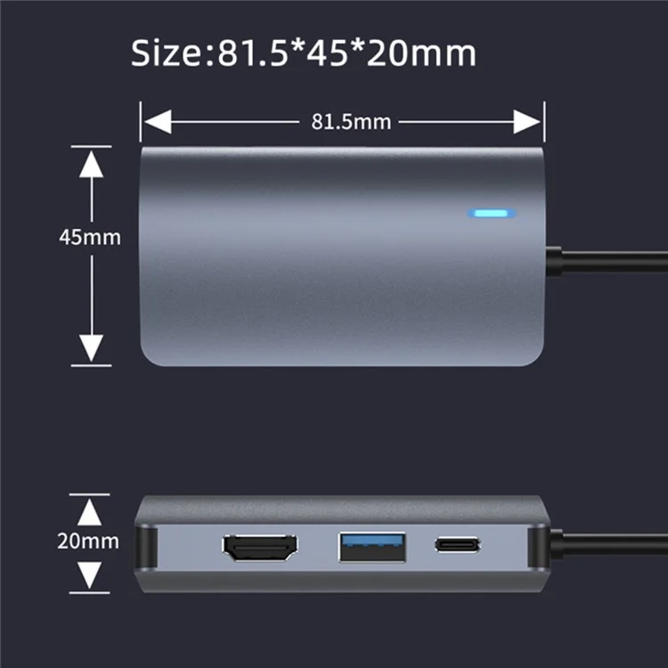 Концентратор USB-C 7-портовая док-станция с 4K HD, 100 Вт PD, USB 3.0, RJ45, считывателем SD/TF карт 2395-07