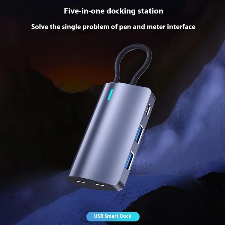2395-2A2C30 Typ-C zu 2xUSB-C + 2xUSB3.0 + PD 100W Erweiterungsdock für MacBook USB-Hub - Grau