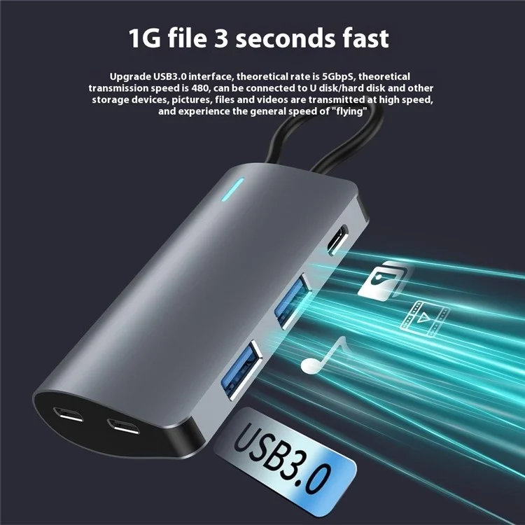 2395-2A2C30 Typ-C zu 2xUSB-C + 2xUSB3.0 + PD 100W Erweiterungsdock für MacBook USB-Hub - Grau