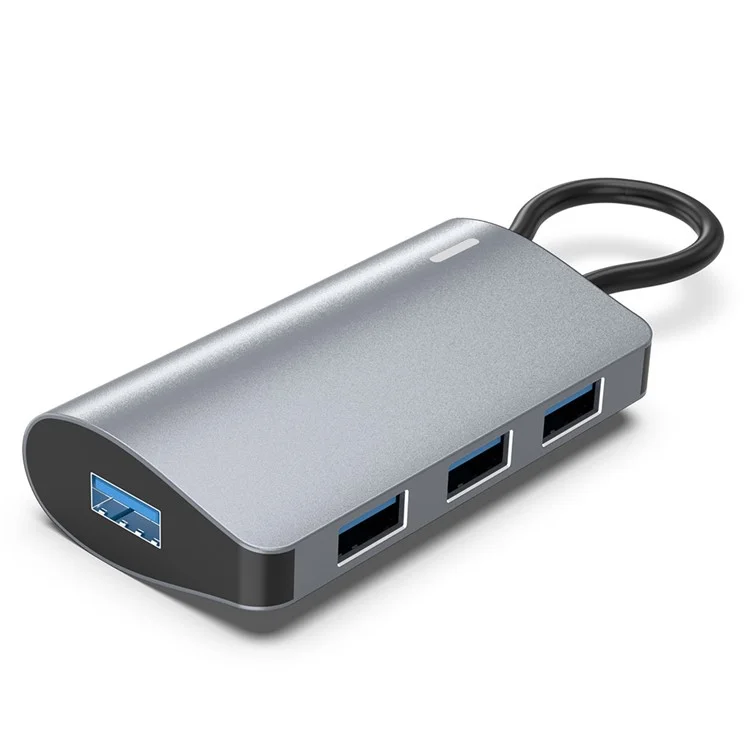 Hub USB-C 2395-0430 avec 4 ports USB 3.0 Transfert de données 5 Gbps Station d'accueil en alliage d'aluminium - Gris