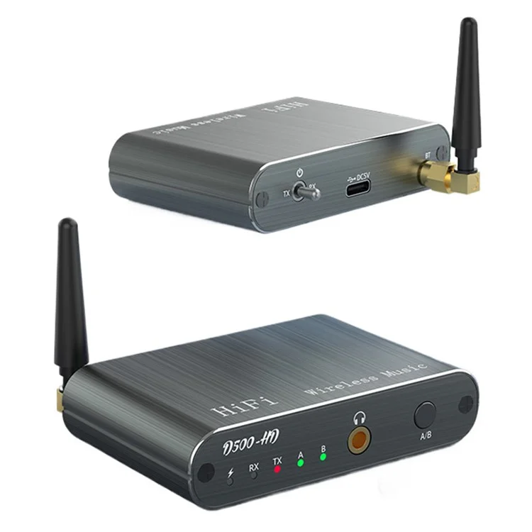 D500 Bluetooth-compatible 5.2 Receiver Transmitter 2 in 1 Qualcomm Audio Adapter with 3.5mm AUX Interface