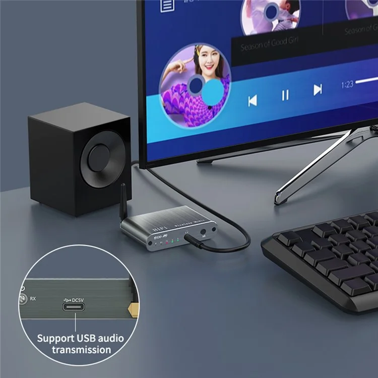 D500 Bluetooth-compatible 5.2 Receiver Transmitter 2 in 1 Qualcomm Audio Adapter with 3.5mm AUX Interface