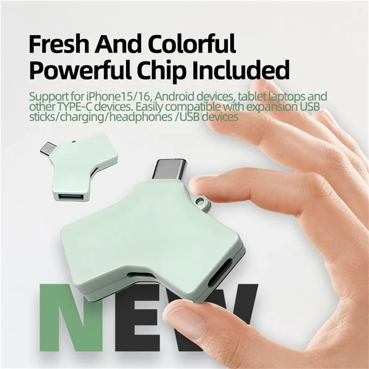 Hub multifuncional Type-C USB 3.0 com porta Type-C de 8 pinos para transferência de dados e carregamento
