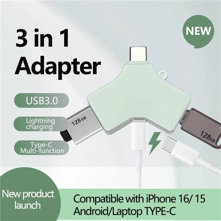 Hub multifuncional Type-C USB 3.0 com porta Type-C de 8 pinos para transferência de dados e carregamento
