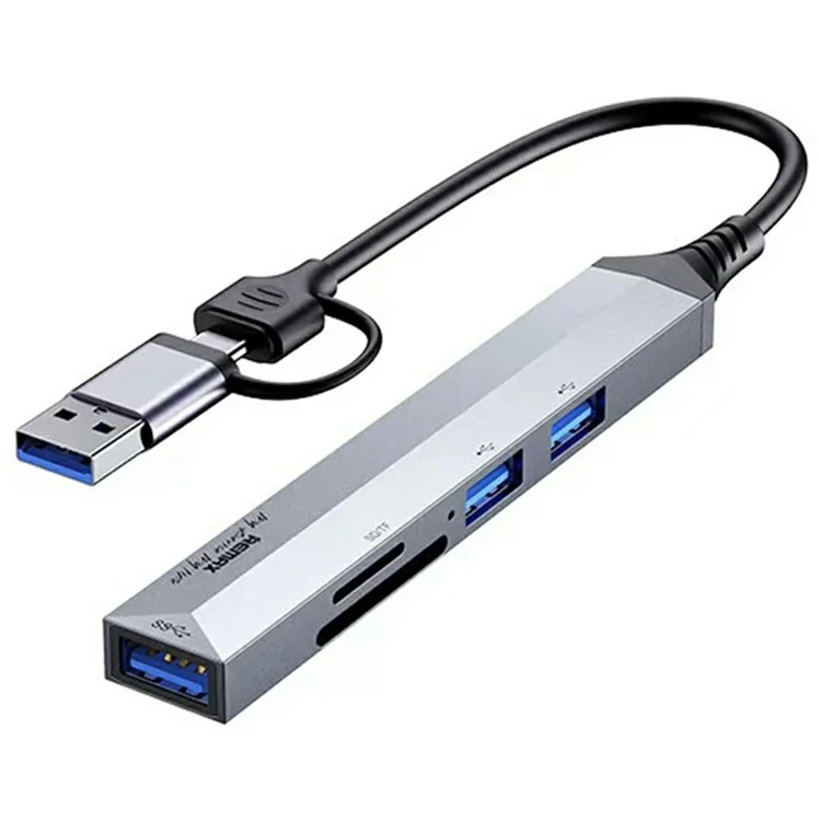 Répartiteur multiport en alliage d'aluminium REMAX RU-U7 5 en 1 avec hub USB Type-C