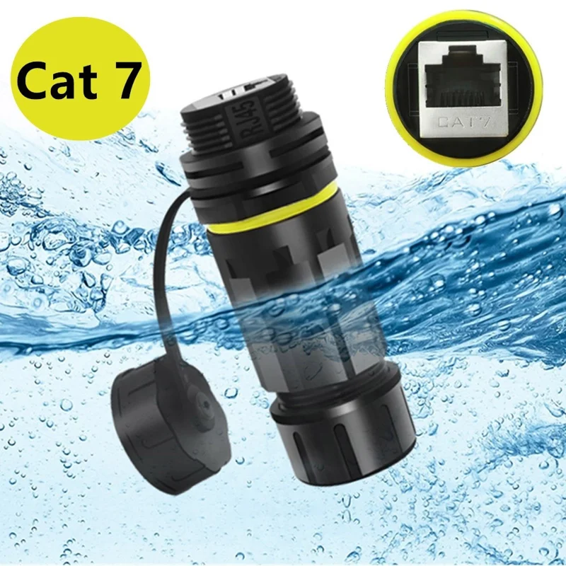 Connettore adattatore Ethernet in rame schermato Cat 7 RJ45 a singola porta, impermeabile per uso esterno/industriale