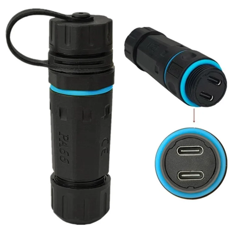 Adattatore femmina-femmina Type-C impermeabile IP68 da 10 Gbps con cappuccio di protezione