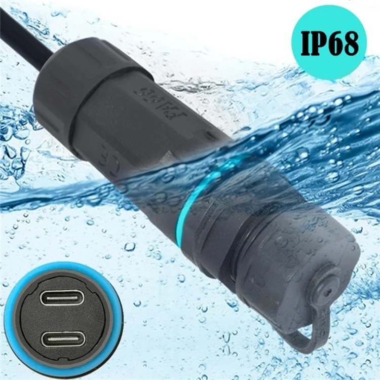Adattatore femmina-femmina Type-C impermeabile IP68 da 10 Gbps con cappuccio di protezione