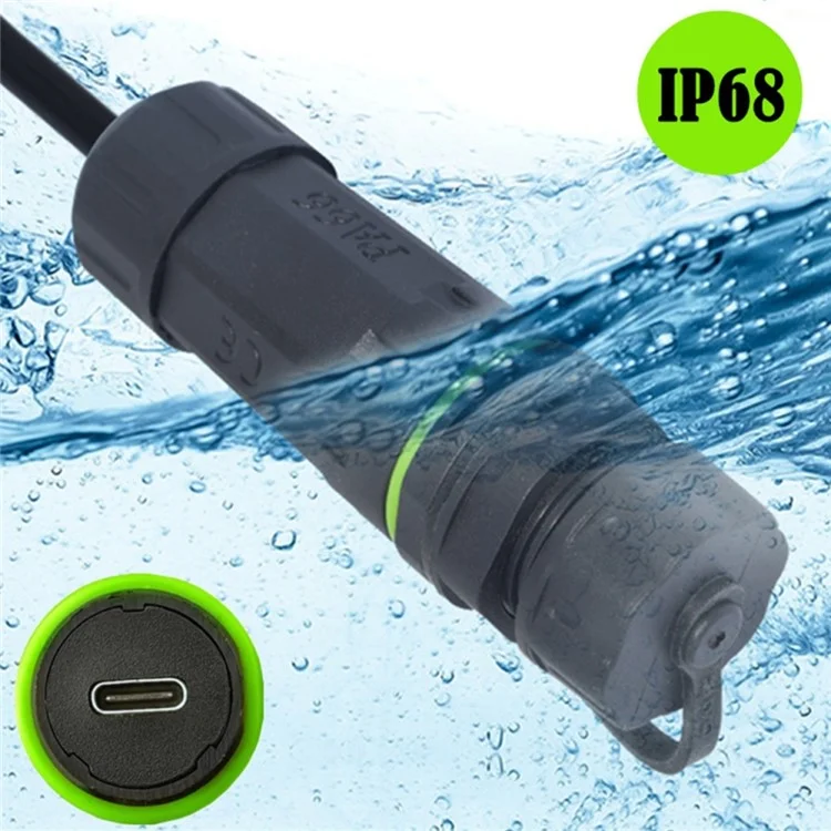 Connettore di aggancio impermeabile IP68 10Gbps, adattatore femmina-femmina Type-C con copertura protettiva